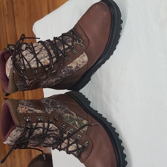 Cabela's Mens Hunting Boots Brown Leather Canvas Camo Lace-up Size 6M EUC - Picture 9 of 13